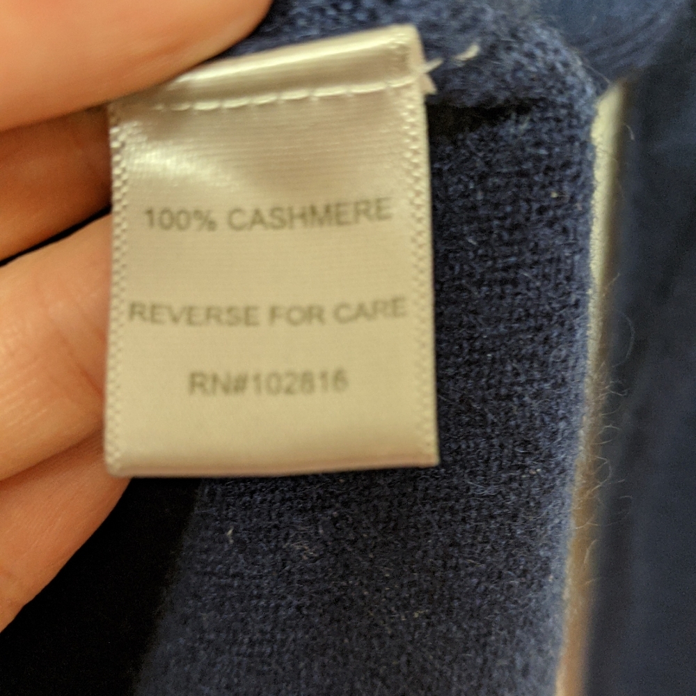 Garnet Hill 100% Cashmere Navy Turtleneck - Picture 6 of 6